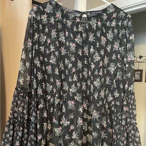 Sheer floral bell sleeve top American Eagle